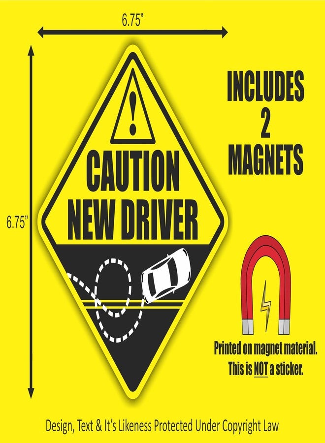 Larkmo Caution New Driver Funny Prank Car Magnet Sign Gag Gift for Young Women, Men, & Teens, Includes 2 Magnets, Great Joke Gift for New Drivers & Student Drivers Learning to Drive - Image 3